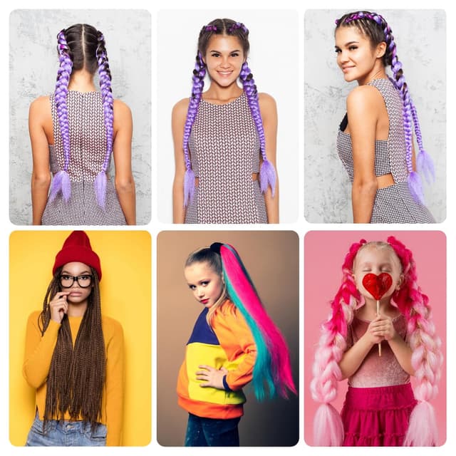 Thumbnail 6 de Luxiremi Hell Lila Flechtzopf Haare 60 cm