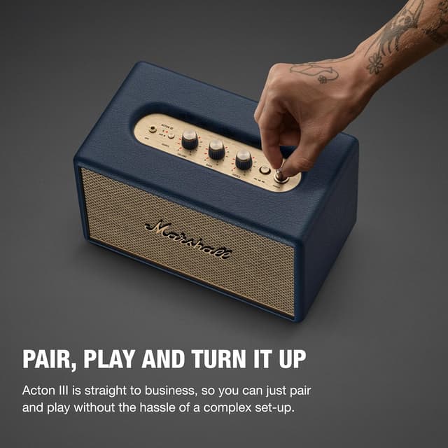 Detalle de Marshall Acton III Bluetooth Home Speaker (Midnight Blue) with 3.5 mm Aux