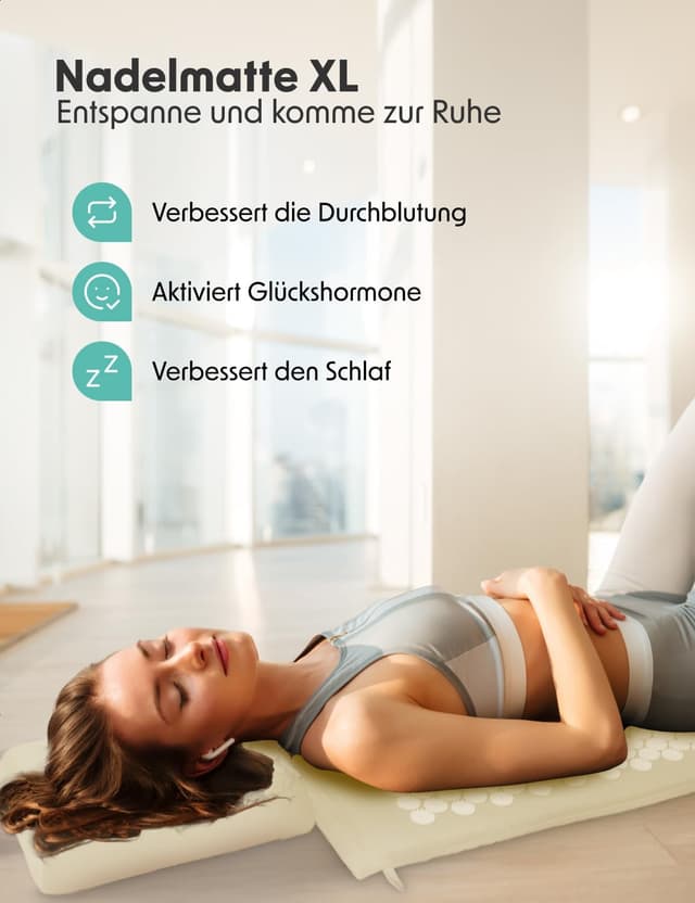 Detalle 2 de LifeGoods Akupressurmatte XL mit Kissen – Akkupressurmatte gegen Verspannungen in Rücken, Nacken & Schultern