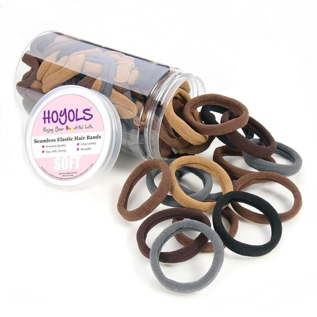 HOYOLS 100pcs Soft Hair Ties (Seamless, No Damage) for Women & Girls — Brunette Brown Set