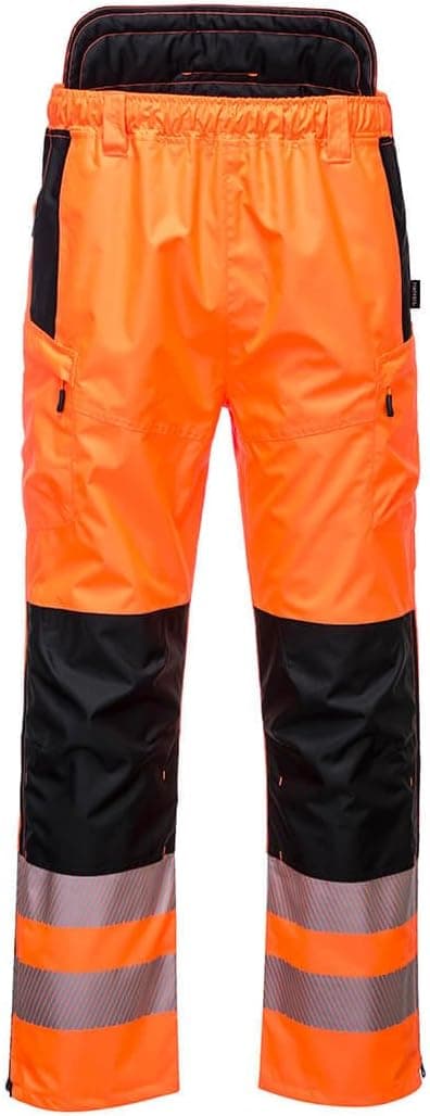Detalle de Portwest PW342 pantaloni da lavoro uomo impermeabili e traspiranti (con tasche e dettagli HiVisTex)