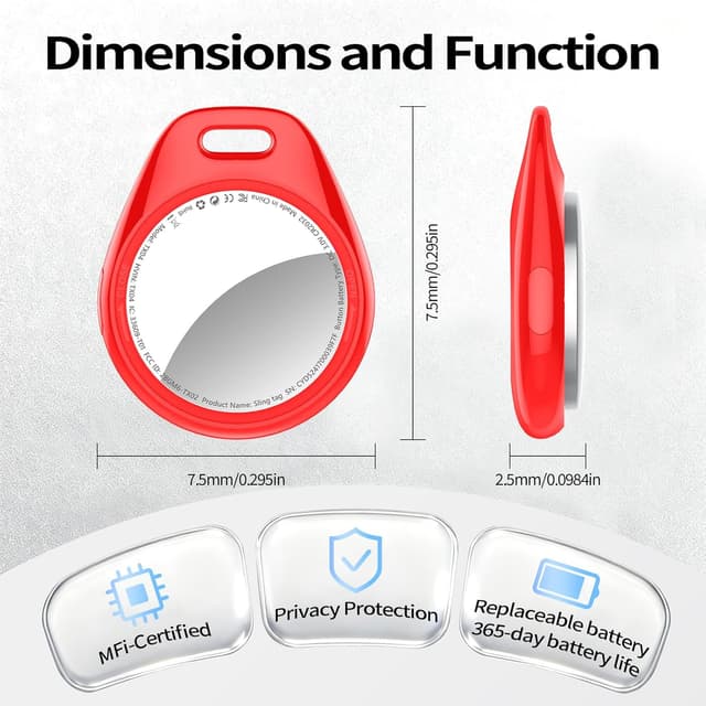 Detalle de Tukio Air Tracker 1 confezione, rosso brillante | Localizzatore Bluetooth e cercatore con suono