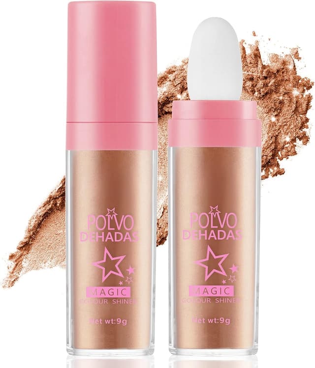 Detalle de AOOWU Powder Stick – polvere corpo glitter illuminante marrone dorato per viso, capelli e feste