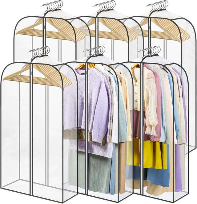 Detalle de LANDNEOO 6-Pack Clear Garment Bags (40" Long Suit Bags) for Hanging Clothes