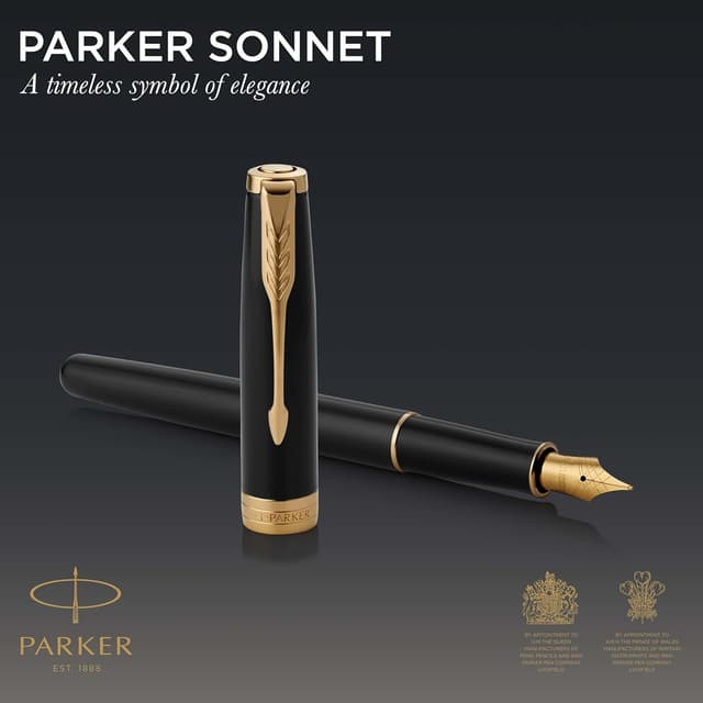 Detalle 2 de Parker Sonnet Plumín Mediano 🖊️ en Estuche de Regalo