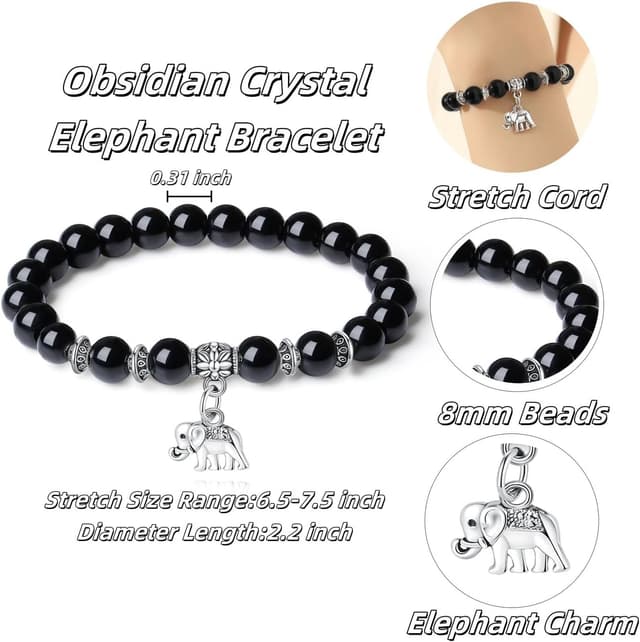 Thumbnail 4 de XIANNVXI Elephant Bracelet 8mm Obsidian