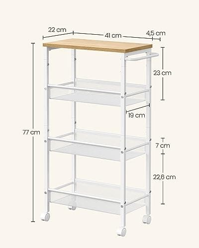 Thumbnail 5 de VASAGLE Carro de Cocina 4 Niveles, Ruedas y Asa 🛒