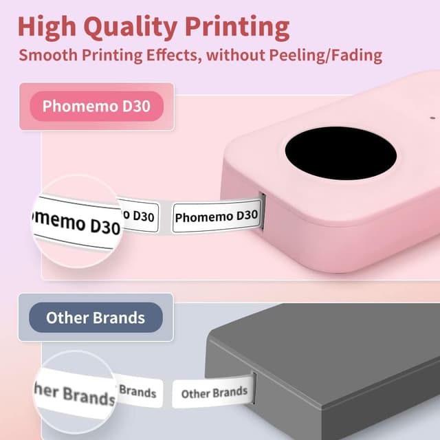Detalle 2 de Phomemo D30 Bluetooth Label Maker (Thermal, Tape) – Portable Inkless Sticker Printer in Pink