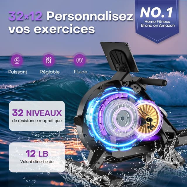 Detalle 2 de Rameur MOSUNY magnétique d’appartement 32 niveaux de résistance (16/32) jusqu’à 180 kg