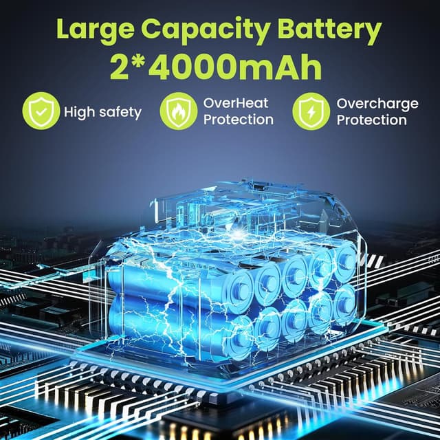 Detalle 2 de Soffiatore Aspiratore a Batteria 21V 8000mAh con motore brushless 1000W, 96000RPM e 5 velocità