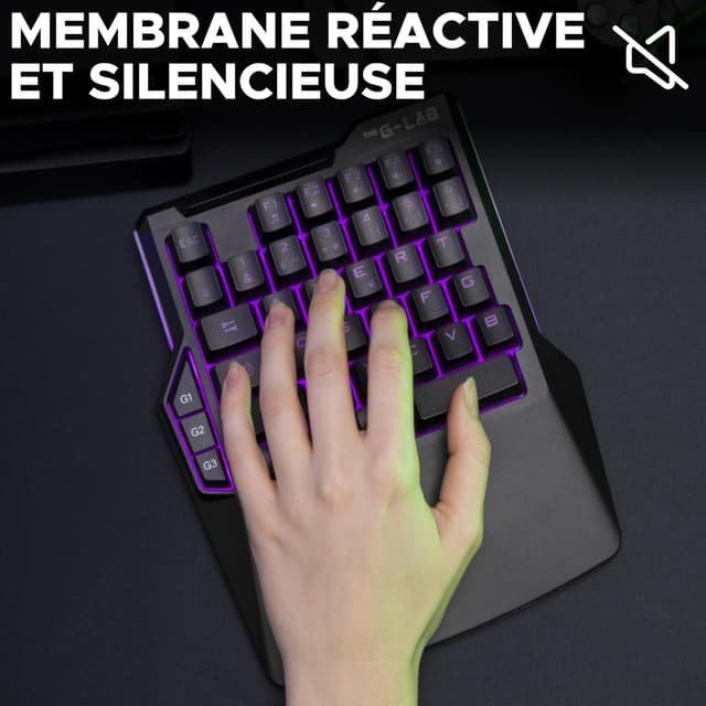 Detalle de The G-Lab Keyz Thorium — mini clavier gamer « une main » portable RVB avec 3 macros