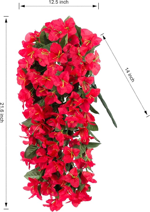 Detalle 2 de Faux Bougainvillea Artificial Flowers (2 Bundles) UV-Resistant Long Trailing Vines for Outdoor Planters & Porches