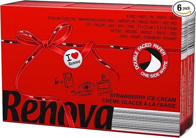 Detalle de Renova Red Label Pañuelos de Bolsillo Aroma Fresa, 6 paquetes 😊