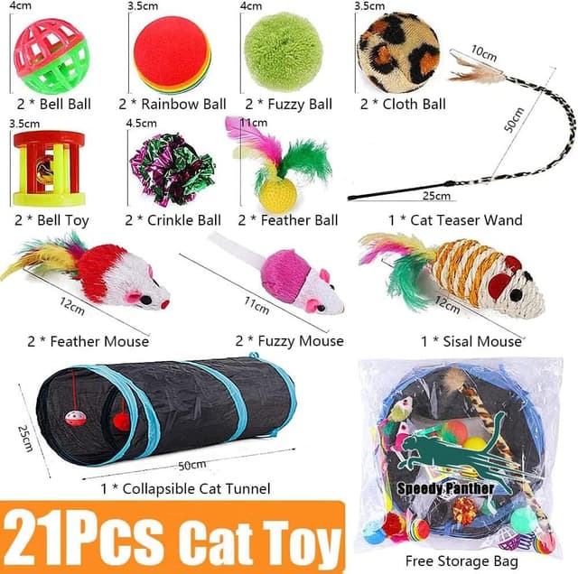 Thumbnail 1 de Speedy Panther 21-piece cat toy set 🐱