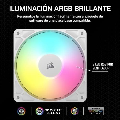 Detalle 2 de CORSAIR RS120 ARGB ventiladores 120 mm (pack 3) 🖱