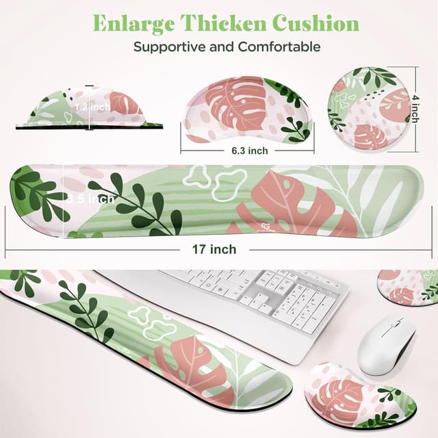 Detalle de Gimars Handballenauflage Tastatur mit Memory-Foam und rutschfester Basis (Morandi Pink)