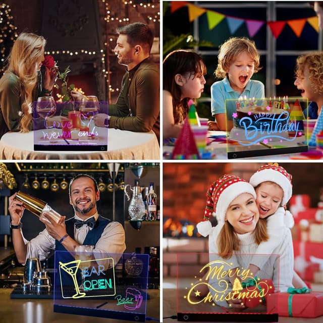 Detalle de Gemi Lavagna Luminosa Bambini con Colori LED (6 colori regolabili) e Pennarelli da 7 colori, 20x30 cm