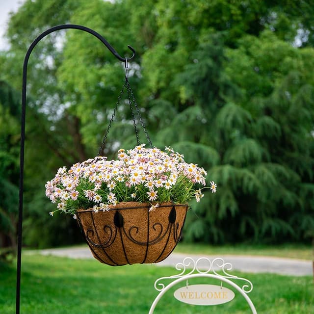 Detalle de LoNinLoAn 8pc Hanging Basket Chains (3-Point) with Hooks for Black Plant Pots & Bird Feeders