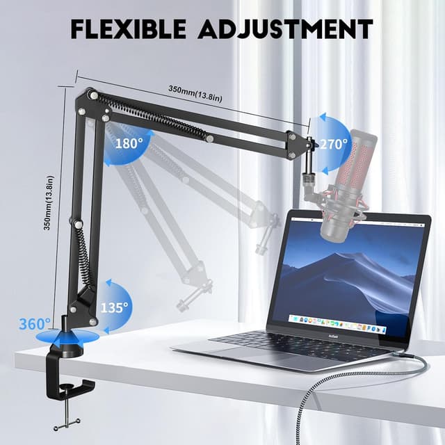Detalle de Aokeo AK-35 Mikrofonarm für Blue Yeti, Snowball, QuadCast & Elgato Wave