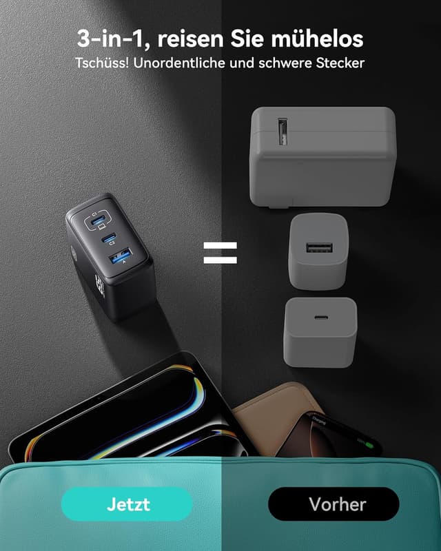 Thumbnail 3 de INIU 65W USB C Ladegerät – 3‑in‑1 Schnellladegerät