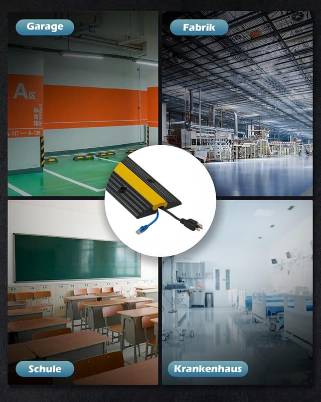 Detalle 2 de CREWORKS Kabelbrücke Boden (4 Stück) 100 x 15 x 3 cm – 1 Kanal mit Überfahrschutz für Kabel