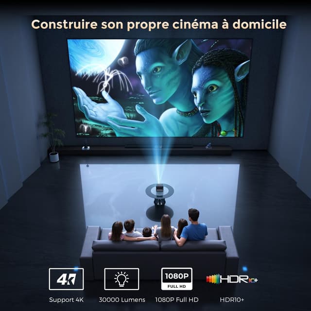 Thumbnail 6 de Projecteur portable AMEELA 30000 lumens avec WiFi, Bluetooth 5.2, auto-focus et correction trapézoïdale
