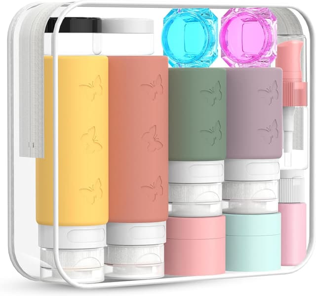 Detalle de PLUSYES set flaconi da viaggio in silicone (26 pezzi) per liquidi fino a 100 ml