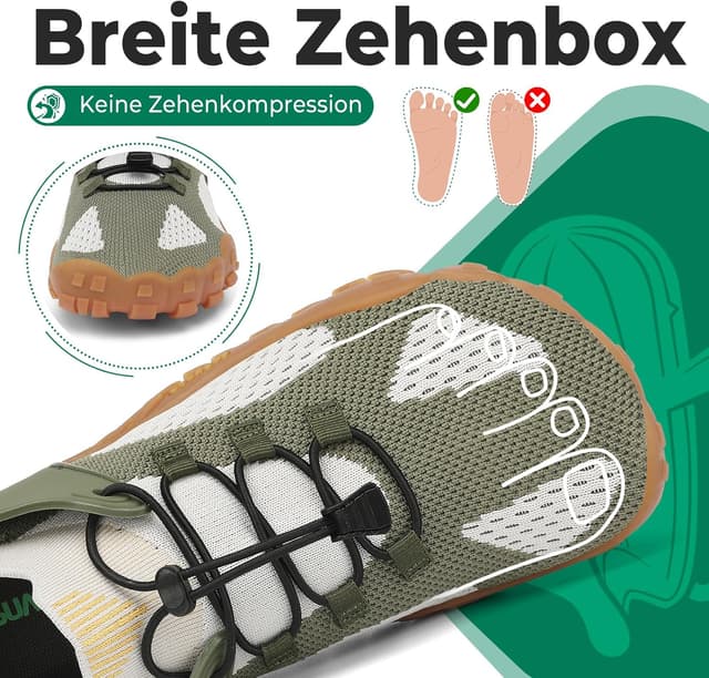 Detalle 2 de SAGUARO Knit Barfußschuhe mit Zero-Drop, rutschfester Sohle & breiter Zehenbox (Gr. 36–48)