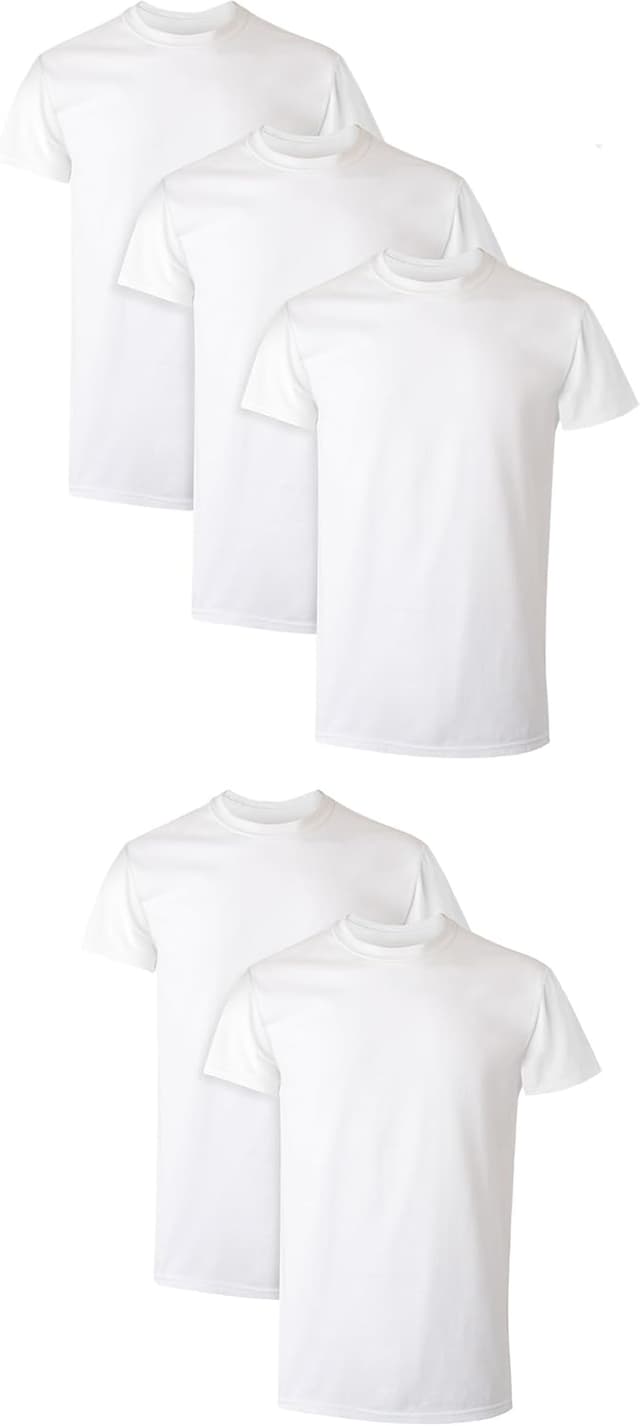 Detalle de Hanes Men’s Performance Crew Undershirt with X-Temp Moisture Control (5-Pack) in White