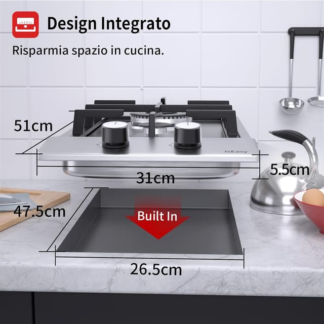 Detalle de sailout Piano cottura a gas 2 fuochi