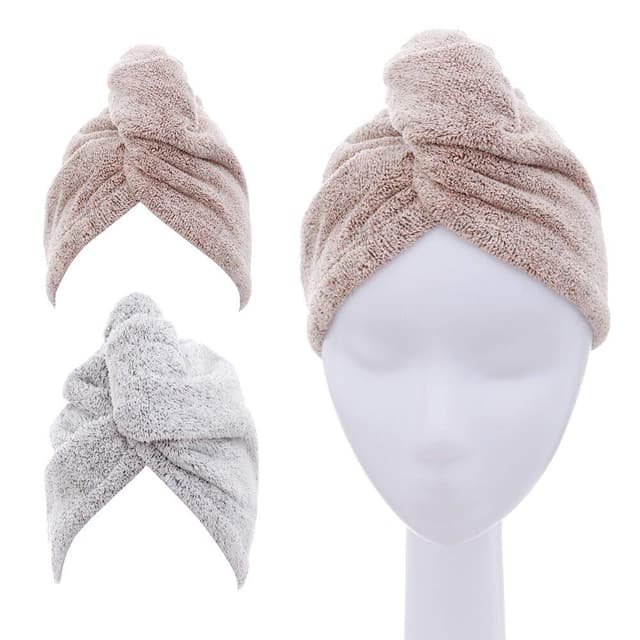 Detalle de M-bestl Haarhandtuch/Turban mit Knöpfen – Mikrofaser-Set zum schnellen Trocknen, 2er-Pack