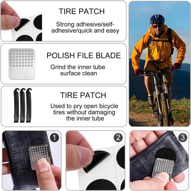 Detalle de Kit Riparazione Pneumatici Bici 52 in 1 — Toppe per camere d'aria