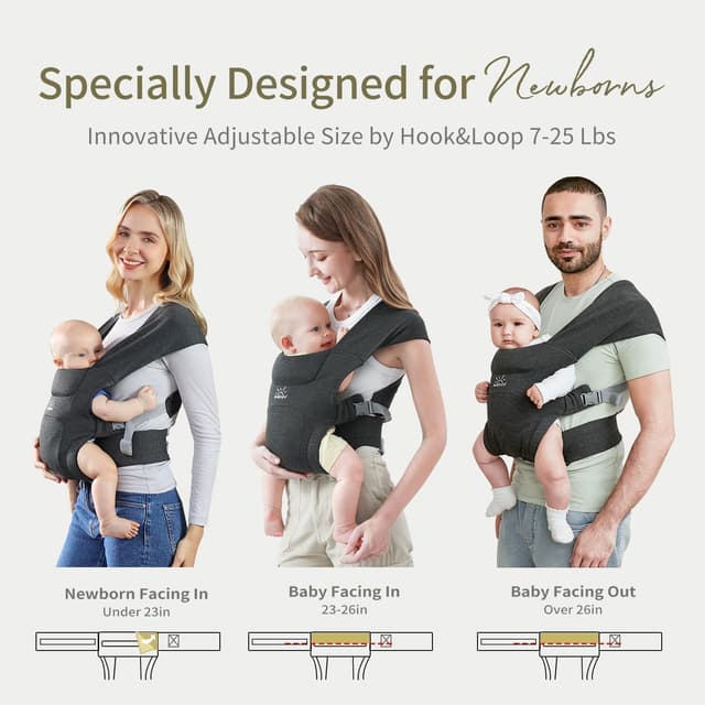 Detalle de MOMTORY baby carrier from newborns (3–12 kg) with adjustable Hook & Loop hip seat