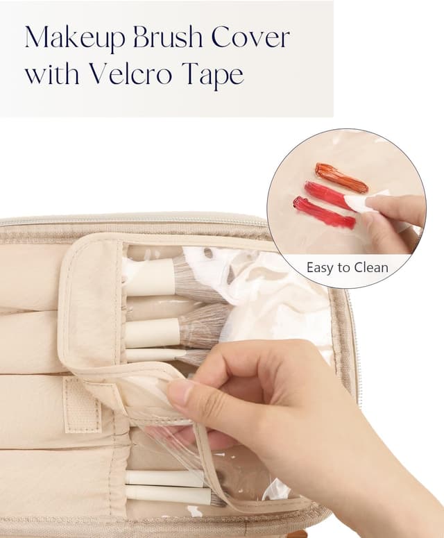 Detalle 2 de Prite große Kosmetiktasche für Damen (24 x 16,5 x 12 cm) mit Griff und abnehmbarem Trenner – schwarz