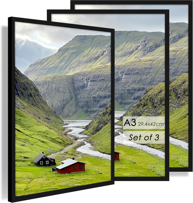 Detalle de QPQIYIY Bilderrahmen A3 Set 3 Schwarz