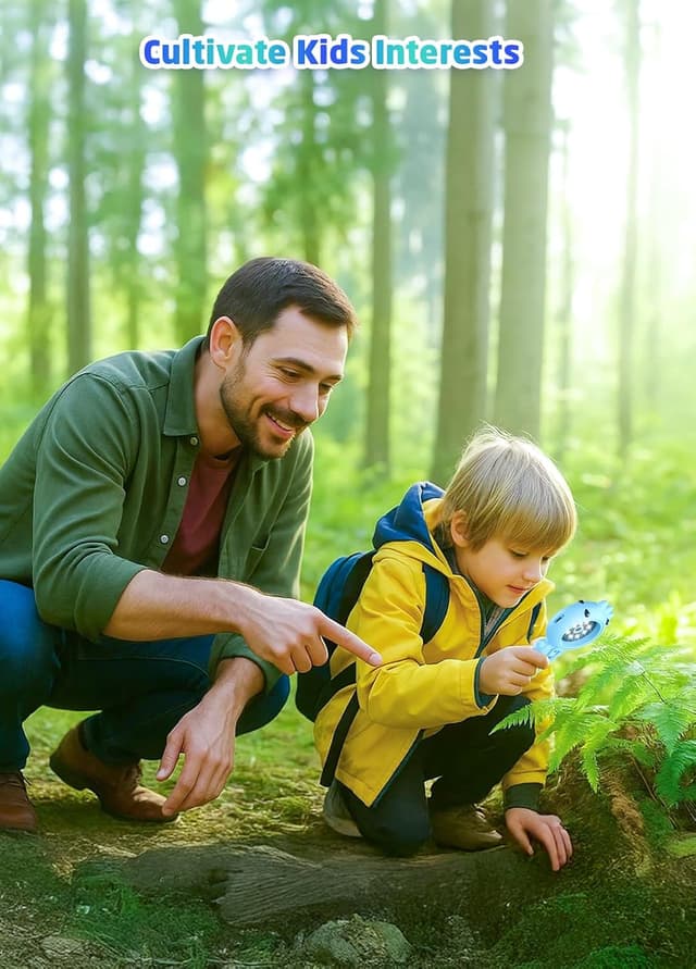 Detalle 2 de PHNIXGAM Kinder-Mikroskop (Mini Handheld) mit 2-Zoll-IPS-Display, 1080P & 500-facher Vergrößerung für Kinder ab 3 Jahren (Blau)
