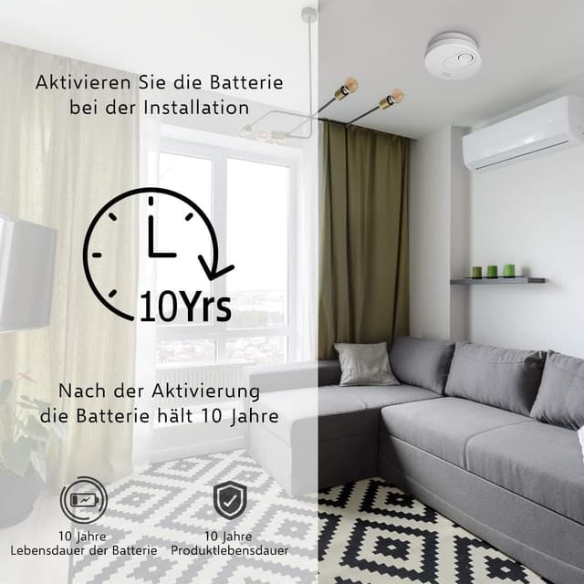 Detalle de ELRO FS1510 2er-Set Rauchmelder (EN14604) mit magnetischem Befestigungsset – mit 10-Jahres-Batterie