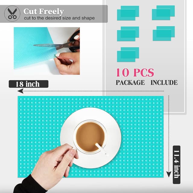 Detalle de Daixers 10-Pack Washable Fridge Liner Mats (Food-Grade EVA, Blue)