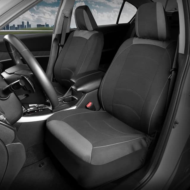 Detalle de Motor Trend Black Cloth Car Seat Covers for Front Seats (Bucket Seats) with Removable Headrests