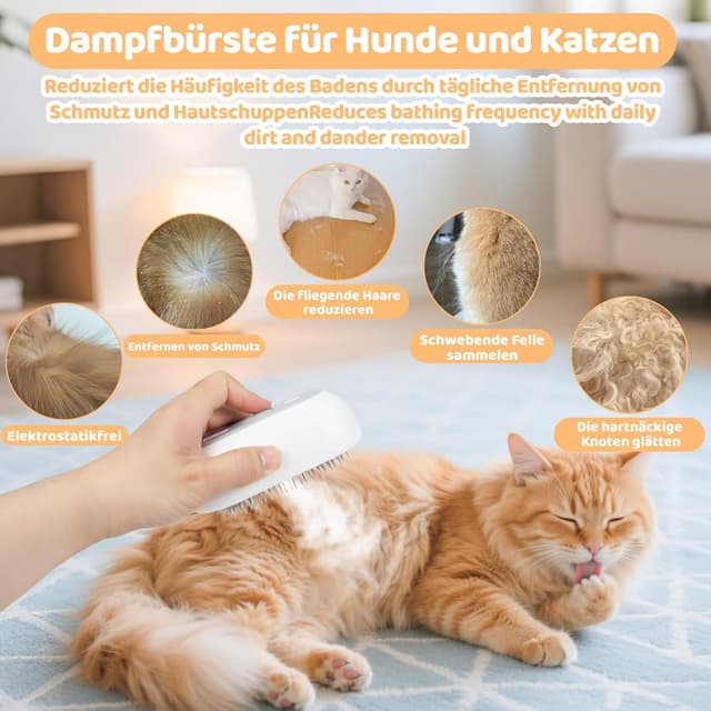 Detalle 2 de Nepfaivy Katzenbürste mit Dampf, wiederaufladbar