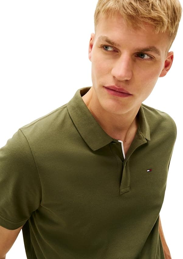 Detalle 1 de Tommy Jeans TJM Slim Placket Polo DM0DM20676 M verde oscuro