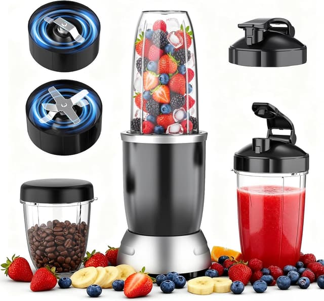 Detalle de Smoothie Blender 25,000 RPM Portable Blender Kit with 3 Personal Cups and Grinder Attachment