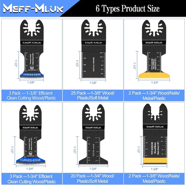 Detalle de 55PCS Titanium Multi Tool Blades – Universal oscillating multitool blades for wood, plastic & metal