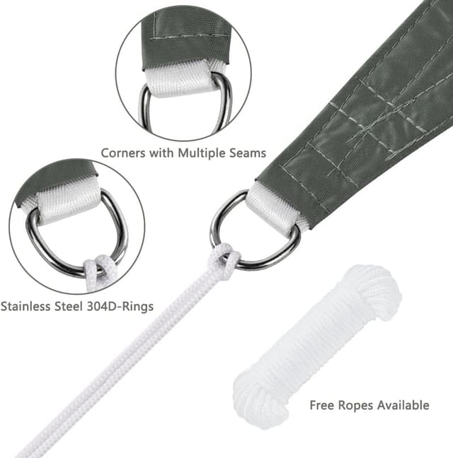 Detalle de OFFCUP Sun Shade Sail 3m x 4m Rectangle waterproof awning canopy (grey)