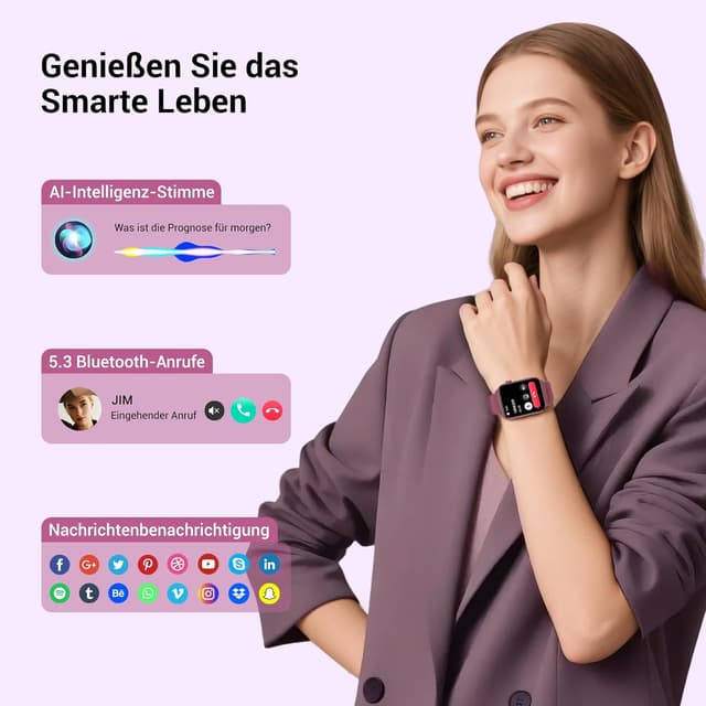 Detalle de Baolubao Smartwatch 1,91 Zoll Fitnessuhr