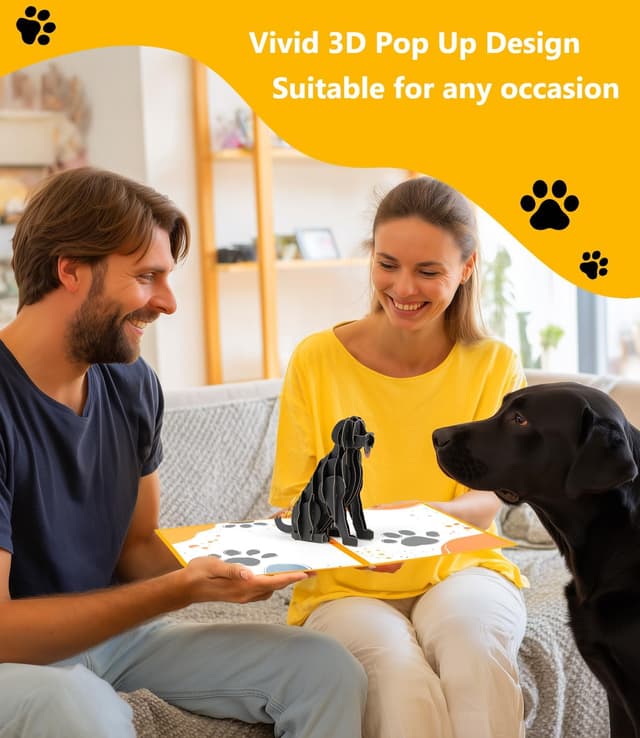 Thumbnail 2 de Labrador 3D Geburtstagskarte schwarz