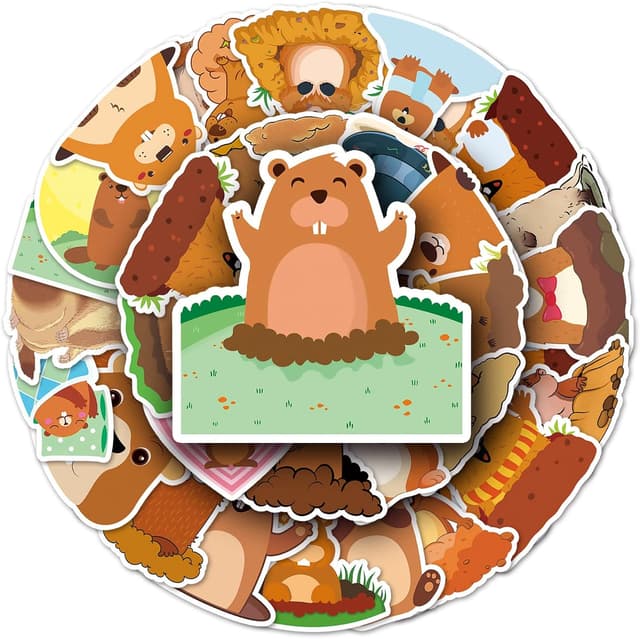 Detalle de Affoto Murmeltier Aufkleber für Laptop – 50er-Set wasserdichte Vinyl-Sticker für Kinder & Fans