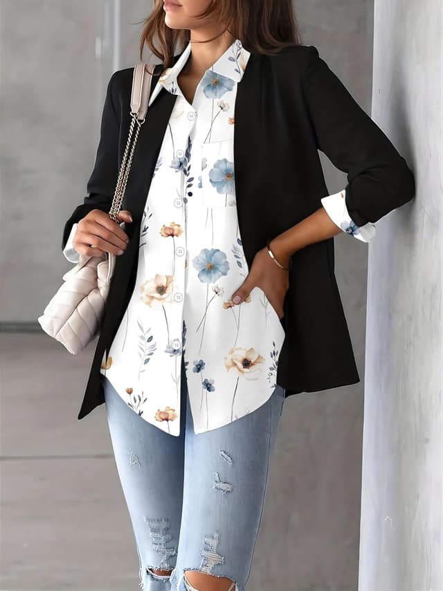 Thumbnail 5 de Zeagoo Button Down Floral Blouse ¾ Sleeve