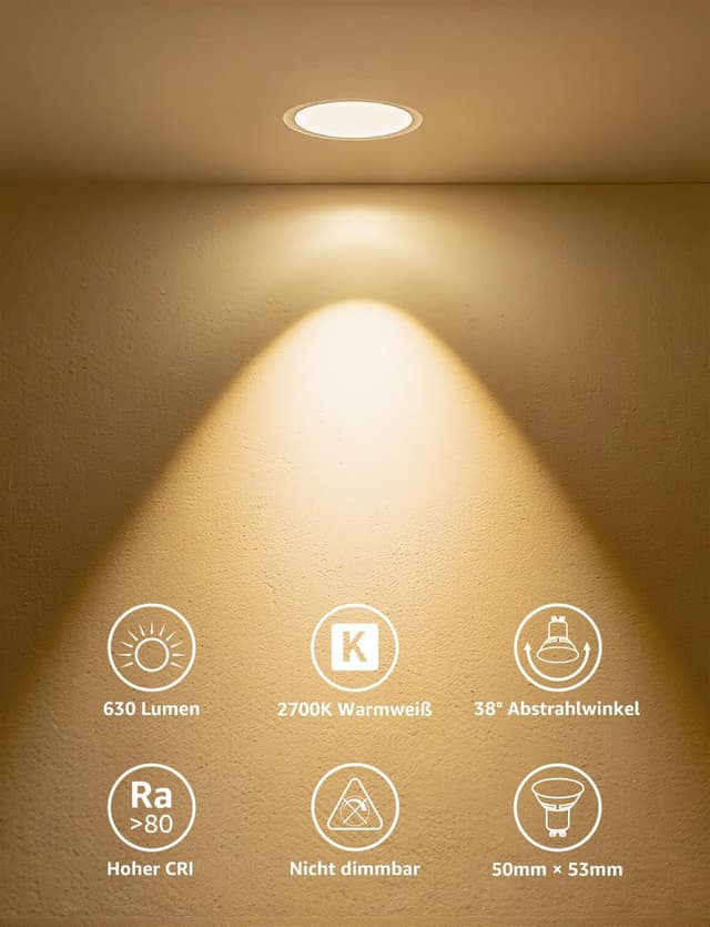 Detalle 2 de GU10 LED Warmweiß 6 W, 4er Set