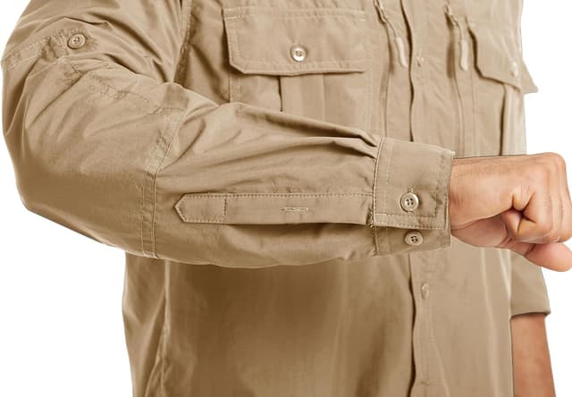 Detalle de MAGCOMSEN Men’s UPF 50+ Sun Protection Long Sleeve Button-Down Shirt